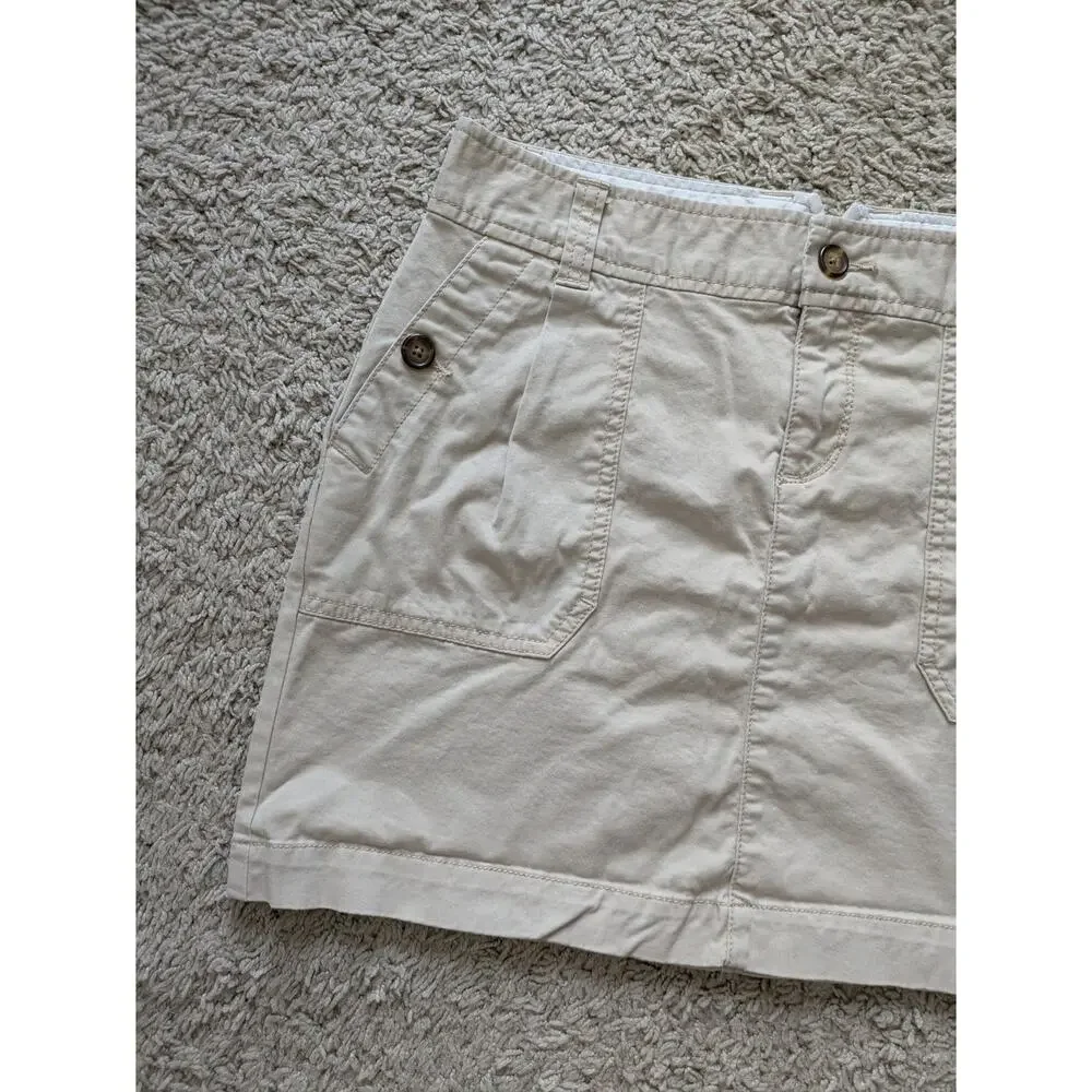 Y2K Old Navy Cargo Skirt Womens 6 Beige Cotton Beachy Surf Streetwear Skate